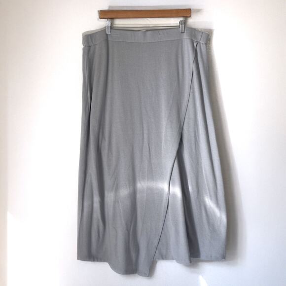 VINCE NWT Overlap Cotton Tencel Pull Over Midi Skirt in Fog Size XXL - Picture 4 of 11